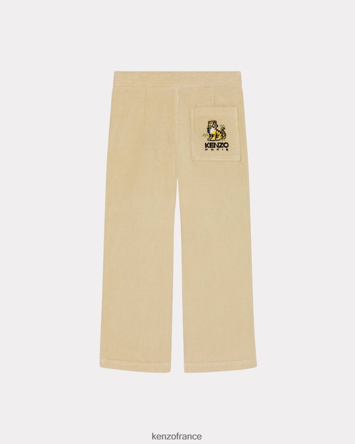vêtements Kenzo pantalon en velours côtelé kotora écru enfants LFF6X0736