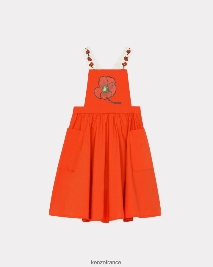 vêtements Kenzo robe tablier coquelicot capsule high summer rouge moyen enfants LFF6X0772