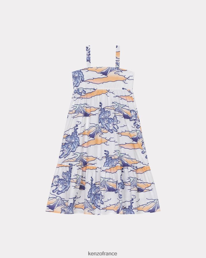 vêtements Kenzo robe à volants arc-en-ciel écru enfants LFF6X0755