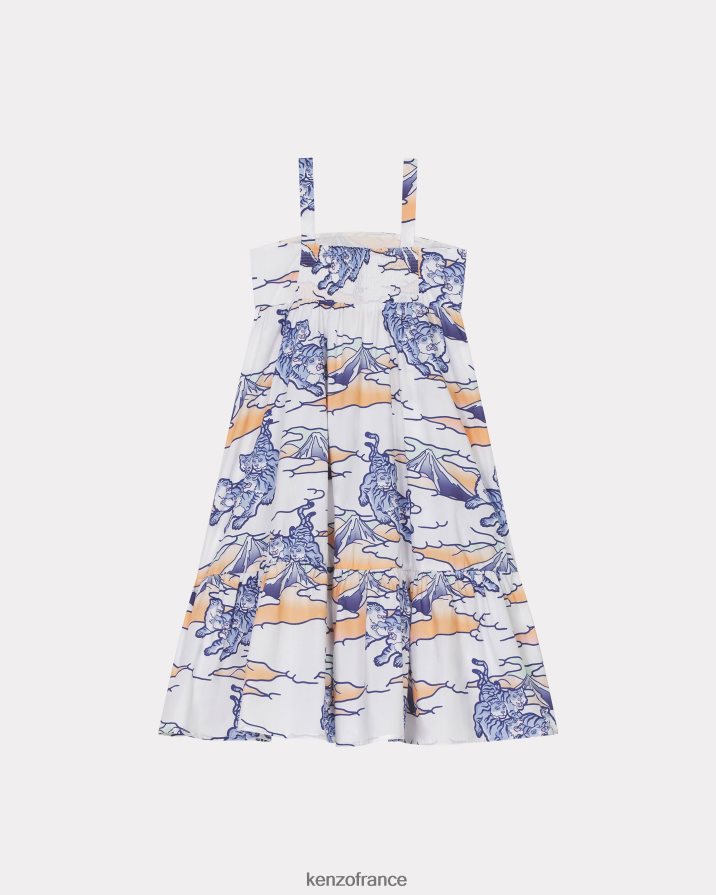 vêtements Kenzo robe à volants arc-en-ciel écru enfants LFF6X0755