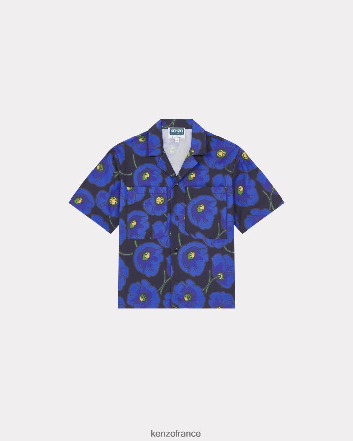 vêtements Kenzo chemise coquelicot capsule high summer bleu royal enfants LFF6X0788