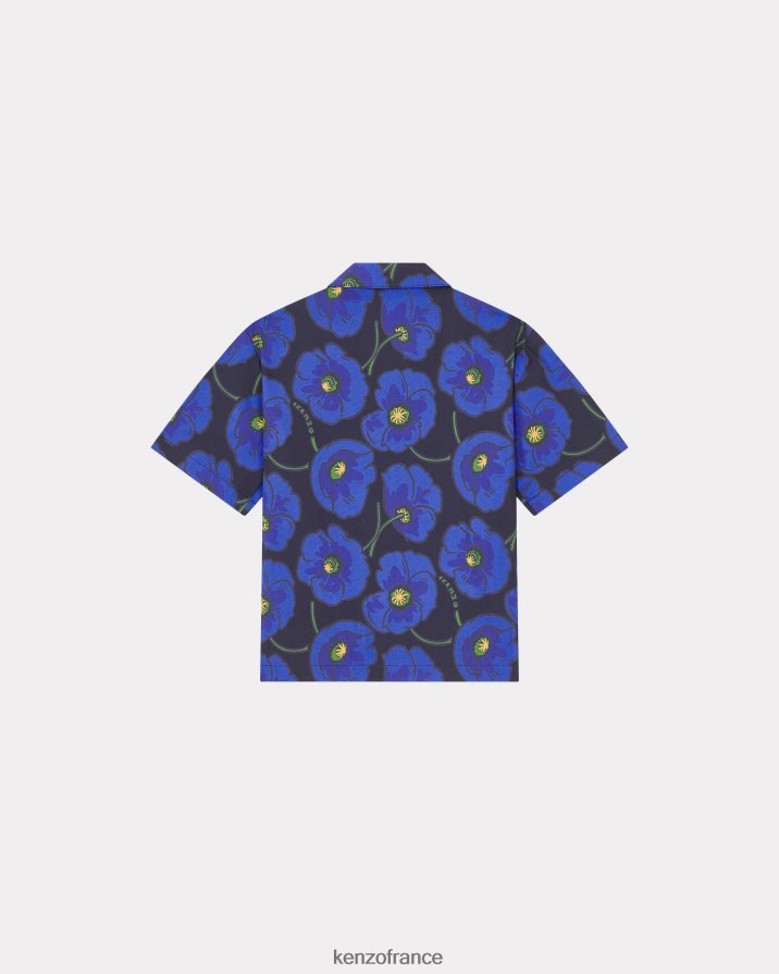 vêtements Kenzo chemise coquelicot capsule high summer bleu royal enfants LFF6X0788