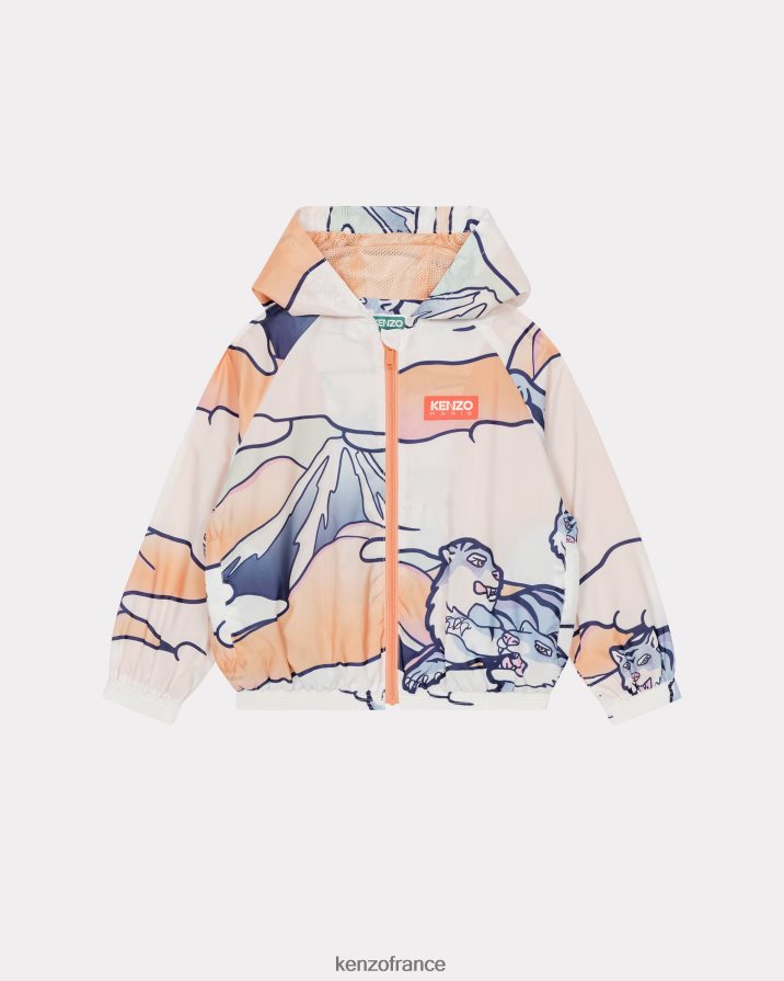 vêtements Kenzo coupe-vent à capuche arc-en-ciel écru enfants LFF6X0760