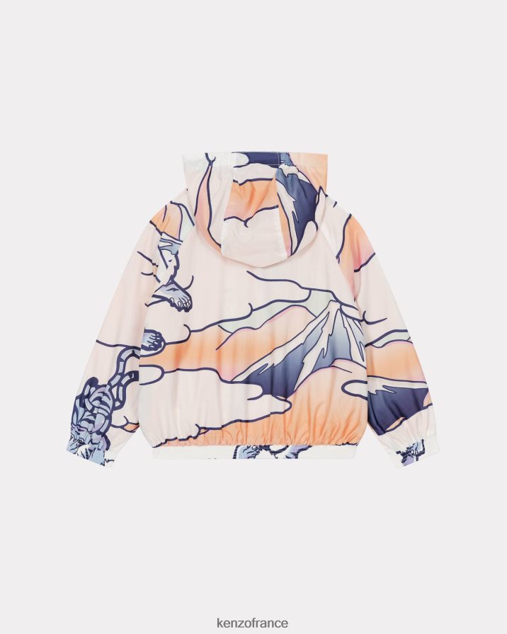 vêtements Kenzo coupe-vent à capuche arc-en-ciel écru enfants LFF6X0760