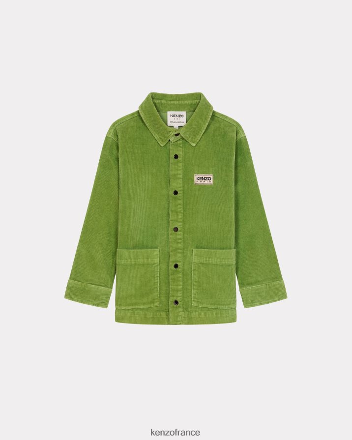 vêtements Kenzo surchemise en velours côtelé kotora herbe verte enfants LFF6X0783