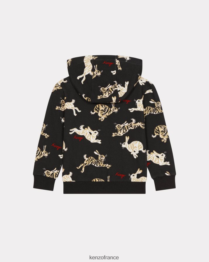 vêtements Kenzo sweat à capuche de la capsule du nouvel an chinois noir enfants LFF6X0737