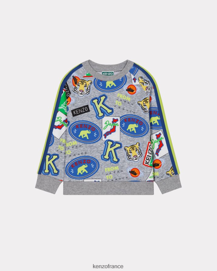 vêtements Kenzo sweat-shirt voyage écru enfants LFF6X0703