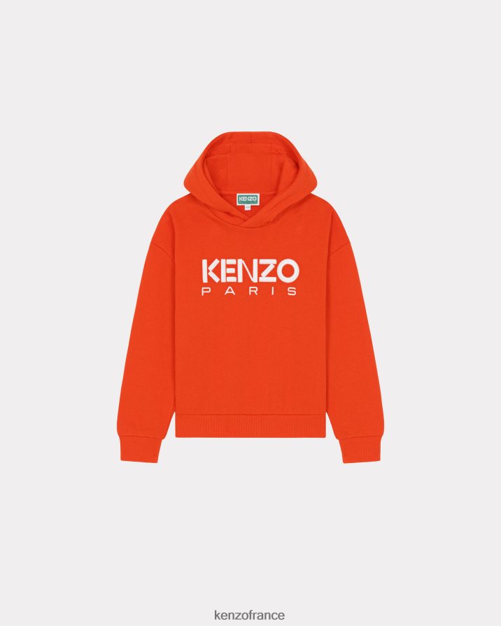 vêtements Kenzo sweat à capuche à logo écru enfants LFF6X0753