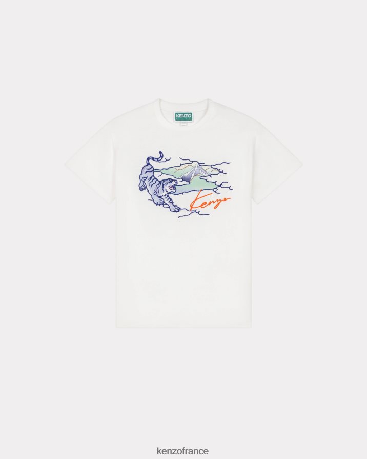 vêtements Kenzo t-shirt arc-en-ciel blanc enfants LFF6X0790
