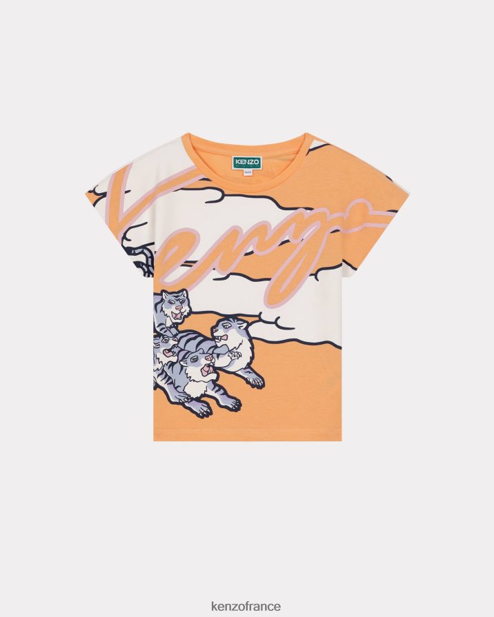 vêtements Kenzo t-shirt arc-en-ciel écru enfants LFF6X0732