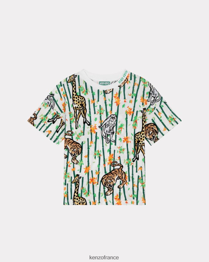 vêtements Kenzo t-shirt bambou blanc enfants LFF6X0725