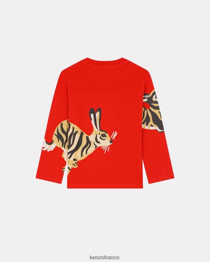 vêtements Kenzo t-shirt capsule du nouvel an chinois rouge moyen enfants LFF6X0791