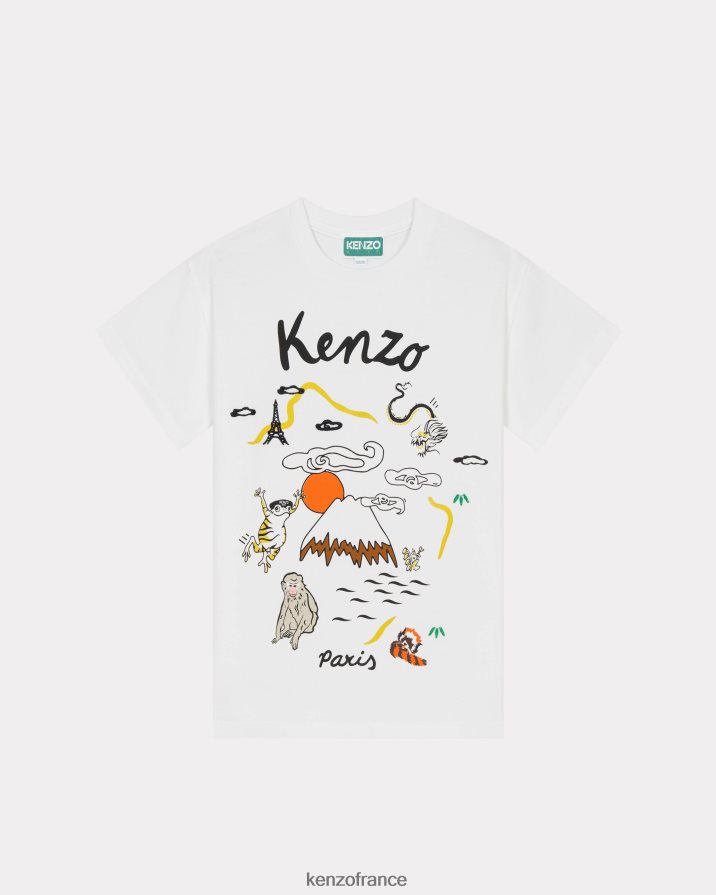 vêtements Kenzo t-shirt carte kotora blanc enfants LFF6X0777