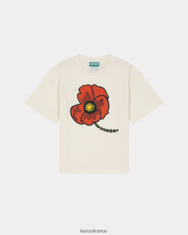 vêtements Kenzo t-shirt coquelicot capsule high summer crème enfants LFF6X0705