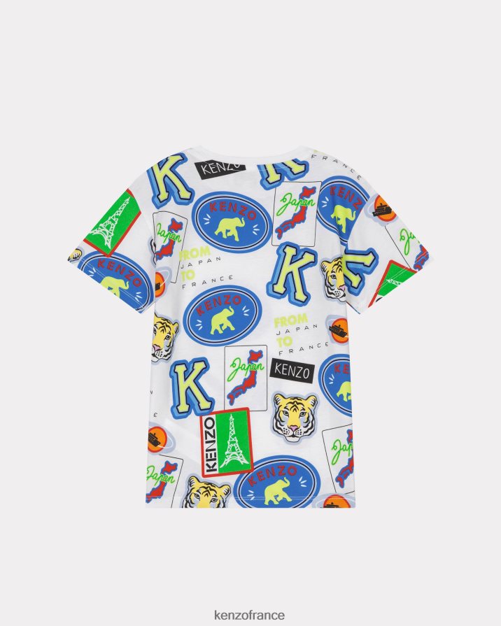 vêtements Kenzo t-shirt voyage blanc enfants LFF6X0764