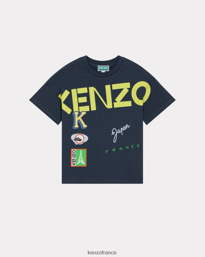 vêtements Kenzo t-shirt voyage bleu royal enfants LFF6X0795