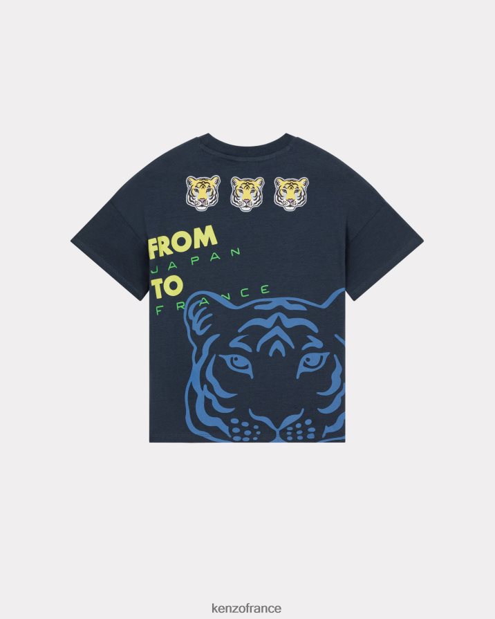 vêtements Kenzo t-shirt voyage bleu royal enfants LFF6X0795