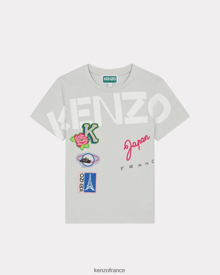 vêtements Kenzo t-shirt voyage écru enfants LFF6X0793