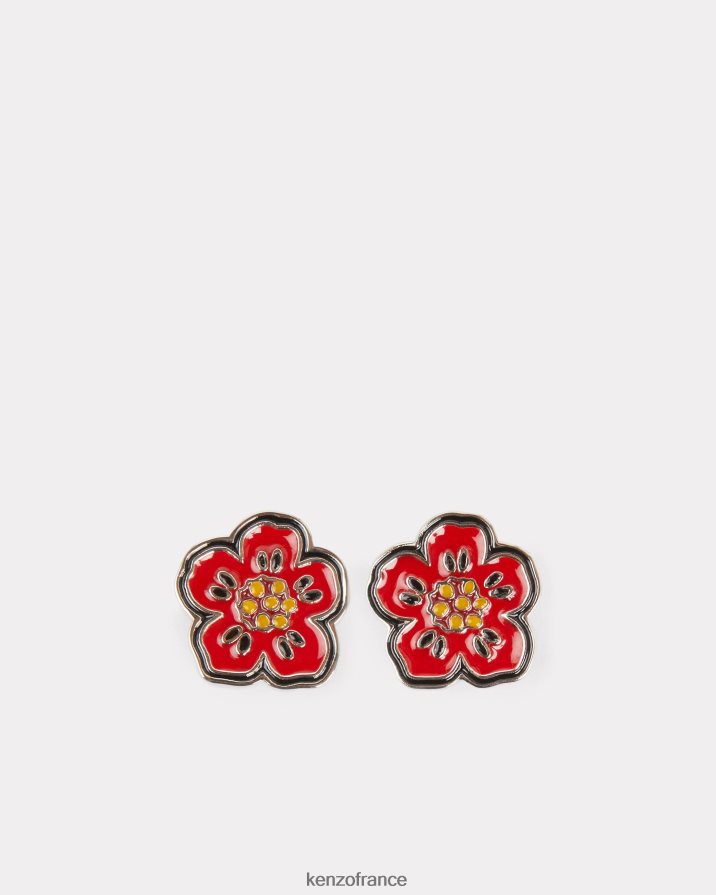 accessoires Kenzo boucles d'oreilles fleur de boké rouge moyen femmes LFF6X0941