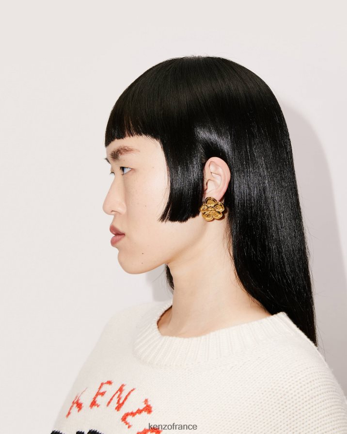 accessoires Kenzo grandes boucles d'oreilles "fleur de boke" or femmes LFF6X0848