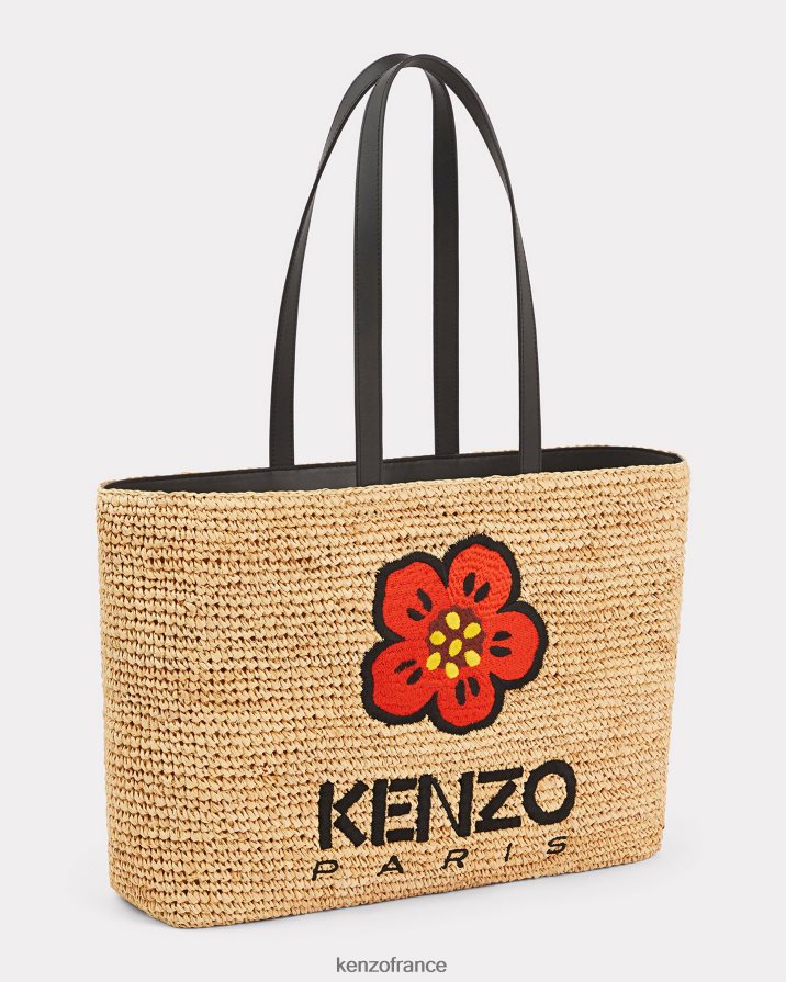 accessoires Kenzo grand sac cabas en raphia noir femmes LFF6X0943