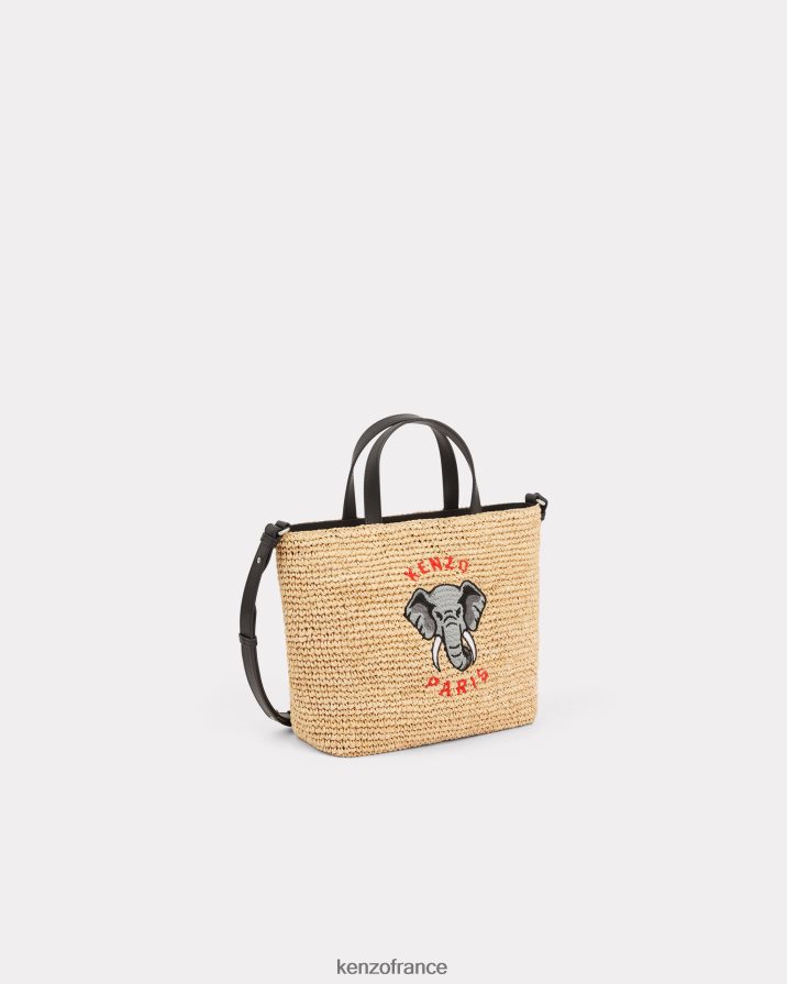 accessoires Kenzo petit cabas en raphia noir femmes LFF6X0942