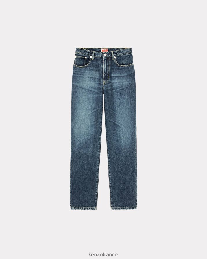 vêtements Kenzo jean droit asagao denim bleu pierre foncé femmes LFF6X0487