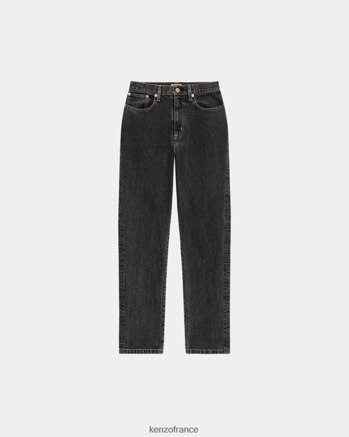 vêtements Kenzo jean droit asagao denim noir décoloré femmes LFF6X0391