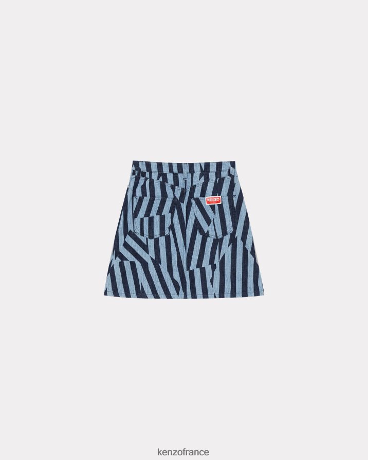 vêtements Kenzo jupe en jean à rayures éblouissantes rincer le denim bleu femmes LFF6X0557