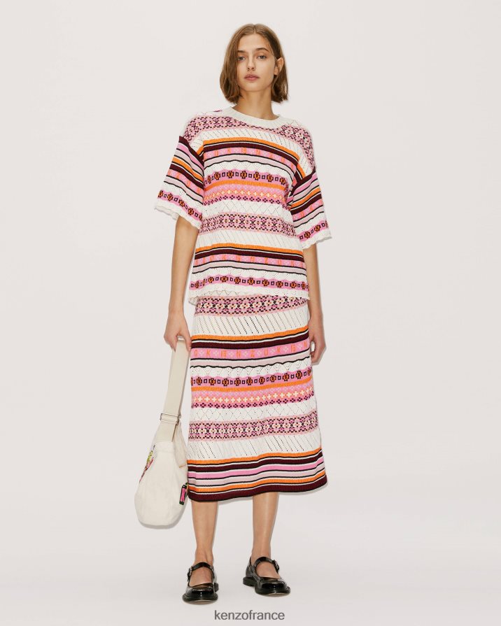 vêtements Kenzo jupe mi-longue en jacquard rose femmes LFF6X0457