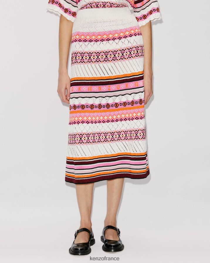 vêtements Kenzo jupe mi-longue en jacquard rose femmes LFF6X0457