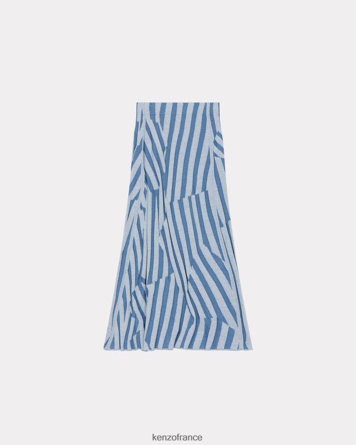 vêtements Kenzo jupe mi-longue à rayures éblouissantes cyan femmes LFF6X0448