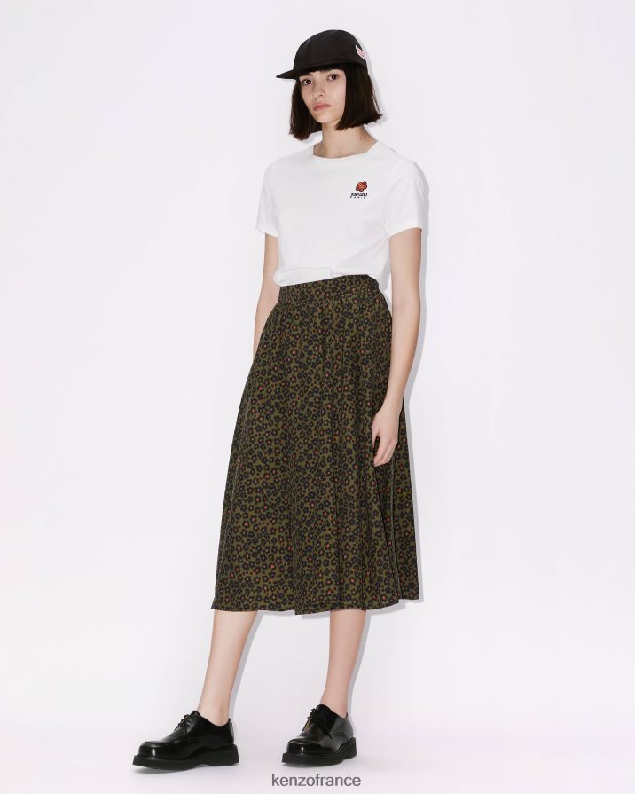 vêtements Kenzo jupe midi hana léopard kaki femmes LFF6X0519