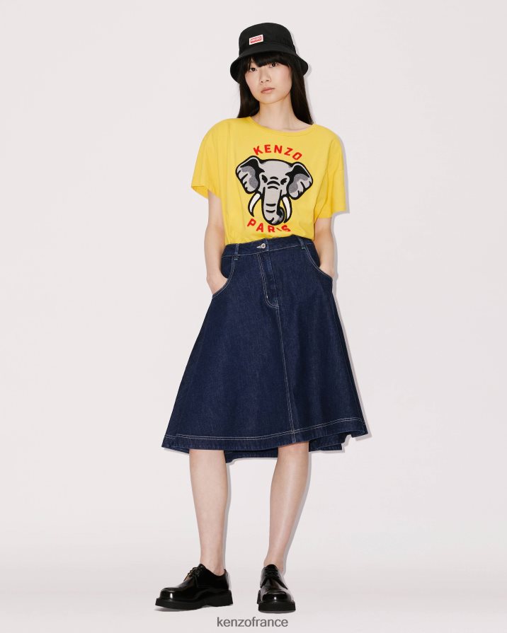 vêtements Kenzo jupe évasée en jean rincer le denim bleu femmes LFF6X0686