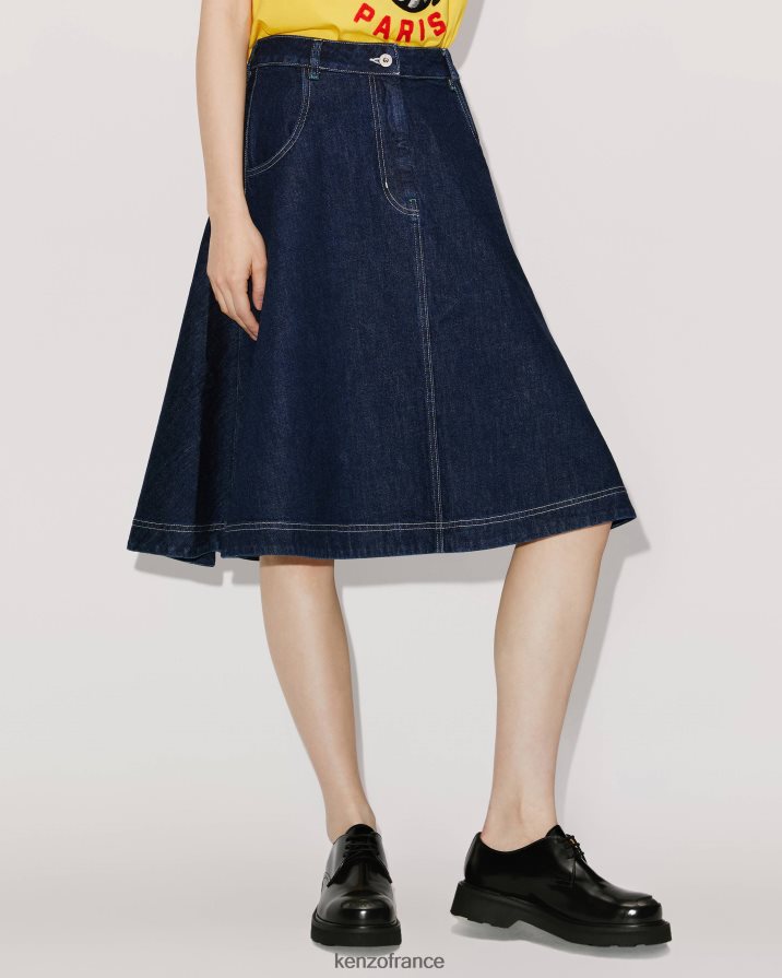vêtements Kenzo jupe évasée en jean rincer le denim bleu femmes LFF6X0686