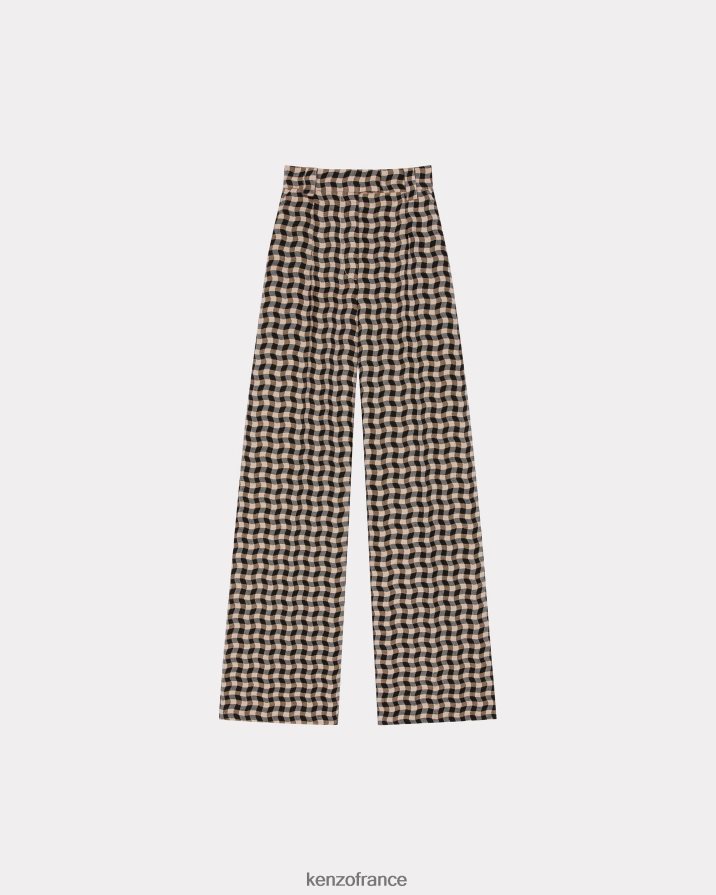 vêtements Kenzo pantalon tailleur vichy ondulé tabac femmes LFF6X0534