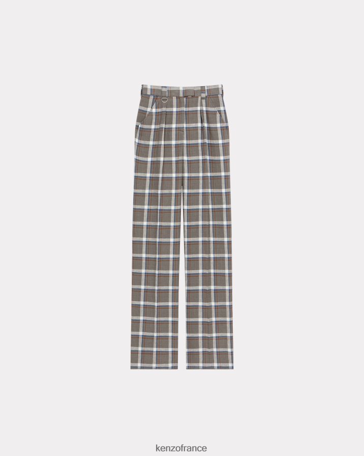 vêtements Kenzo pantalon évasé à carreaux gris brumeux femmes LFF6X0634