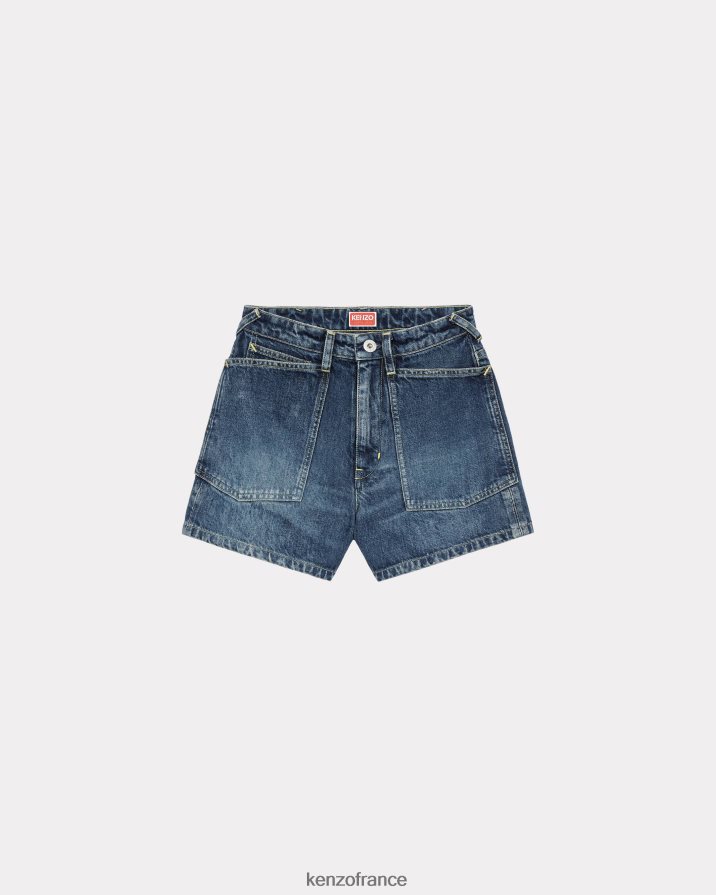vêtements Kenzo short en jean denim bleu pierre foncé femmes LFF6X0552