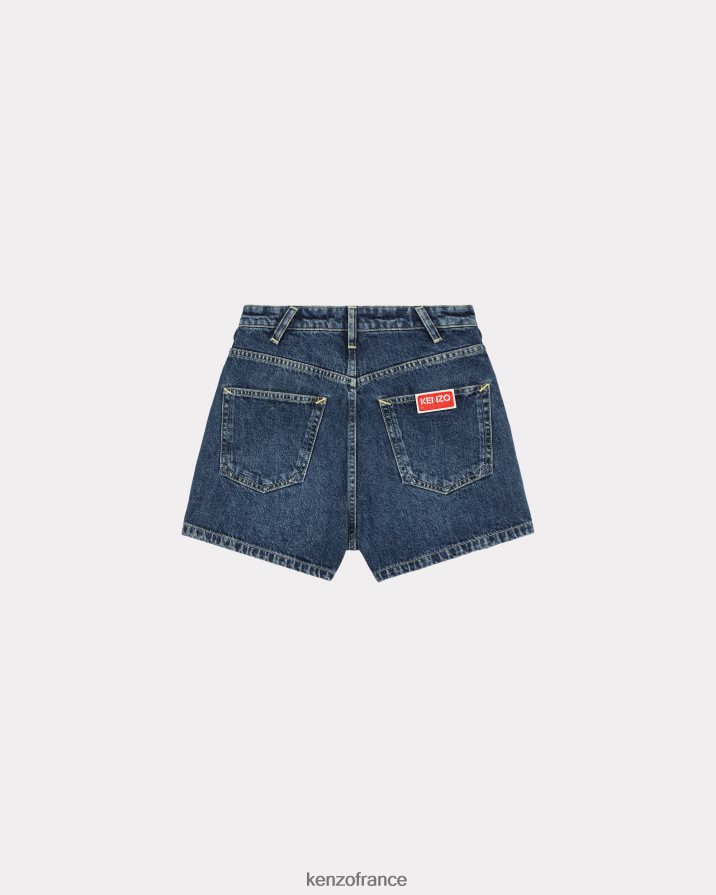 vêtements Kenzo short en jean denim bleu pierre foncé femmes LFF6X0552