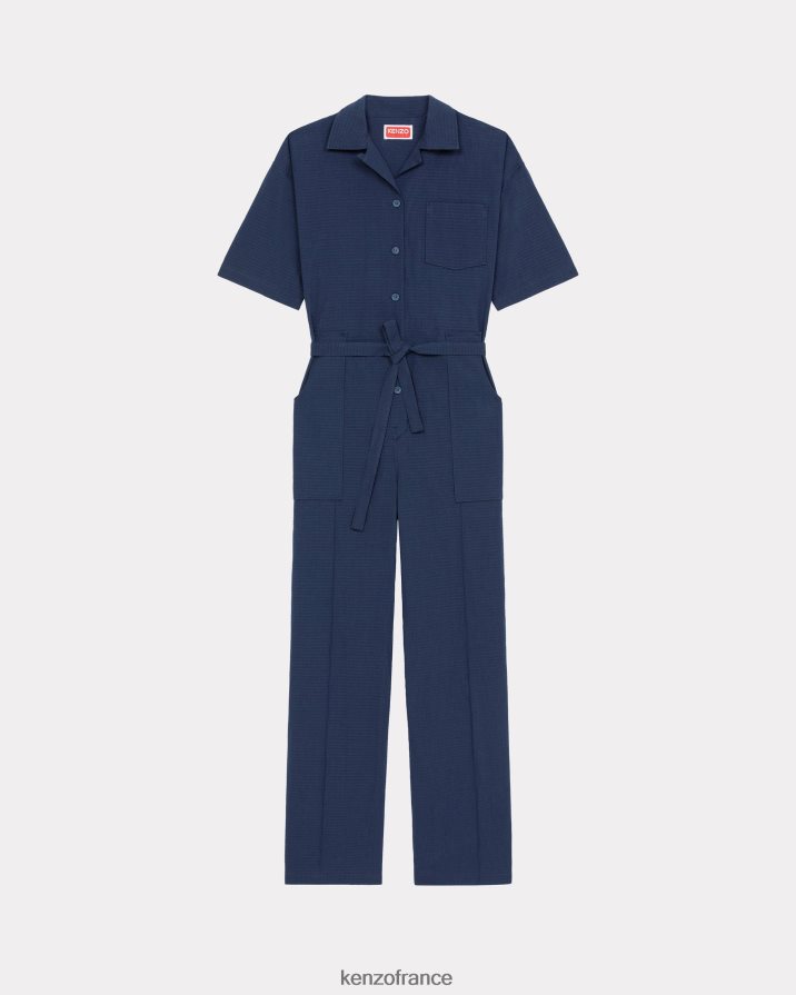 vêtements Kenzo combinaison en lin bleu nuit femmes LFF6X0415