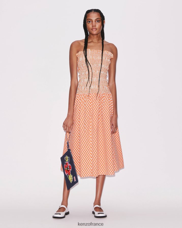 vêtements Kenzo robe bustier à carreaux vichy orange moyen femmes LFF6X0447
