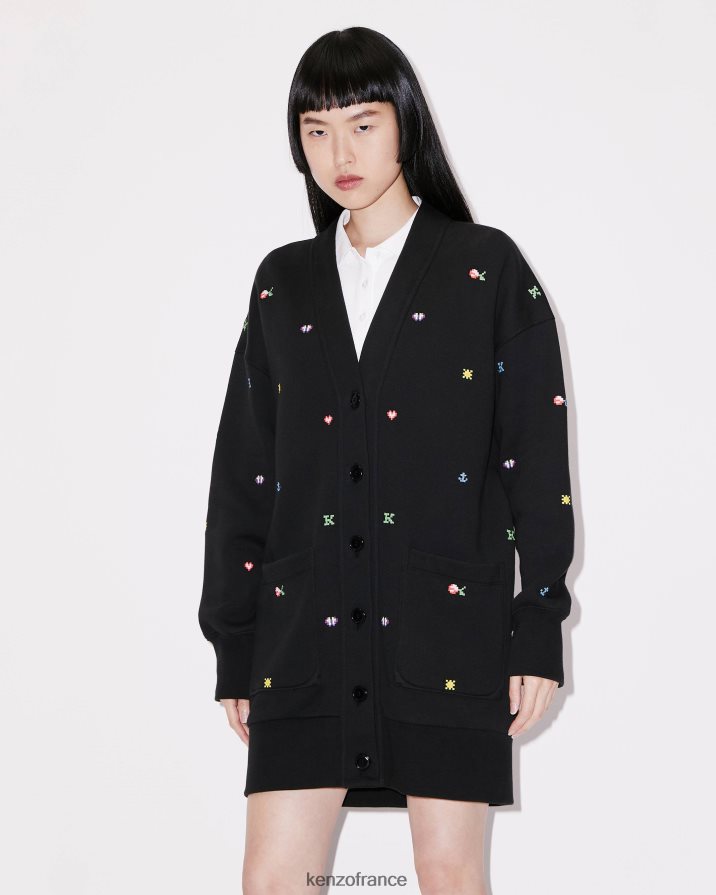 vêtements Kenzo robe cardigan pixel noir femmes LFF6X0604