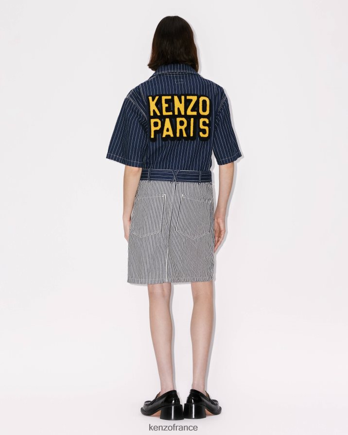 vêtements Kenzo robe chemise en jean de Paris rincer le denim bleu femmes LFF6X0583