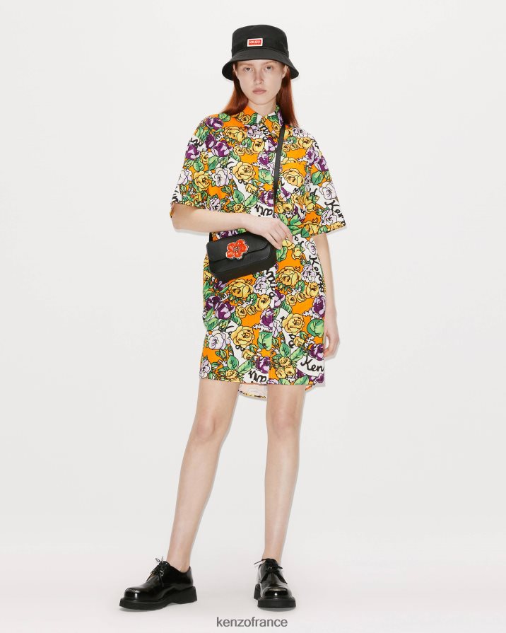 vêtements Kenzo robe chemise à fleurs hawaïennes orange moyen femmes LFF6X0642