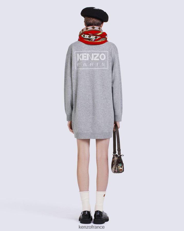 vêtements Kenzo robe en laine mérinos de Paris gris brumeux femmes LFF6X0548