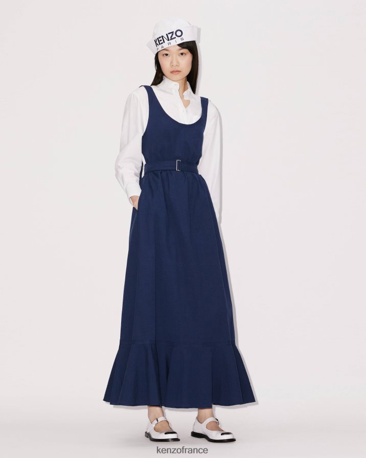 vêtements Kenzo robe longue à volants bleu nuit femmes LFF6X0575