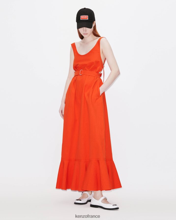 vêtements Kenzo robe longue à volants rouge moyen femmes LFF6X0535
