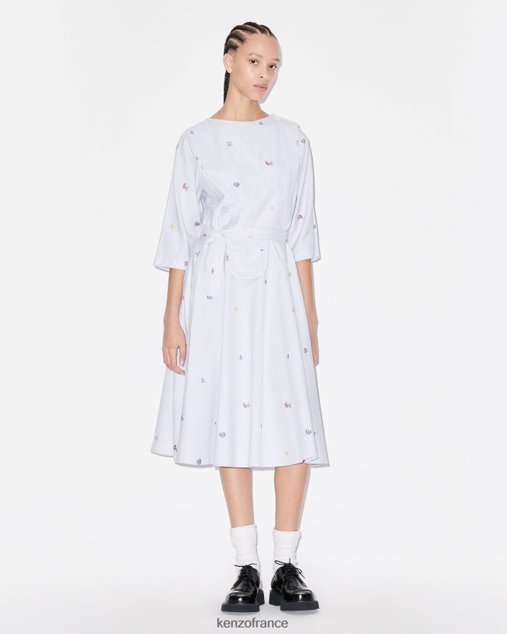 vêtements Kenzo robe midi pixel bleu clair femmes LFF6X0603