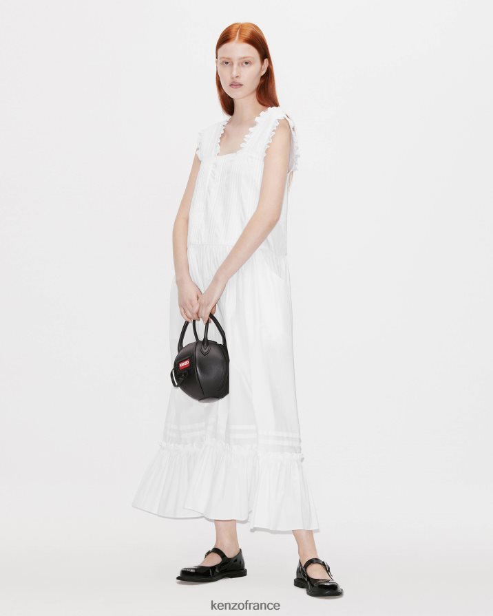 vêtements Kenzo robe midi plissée blanc cassé femmes LFF6X0633