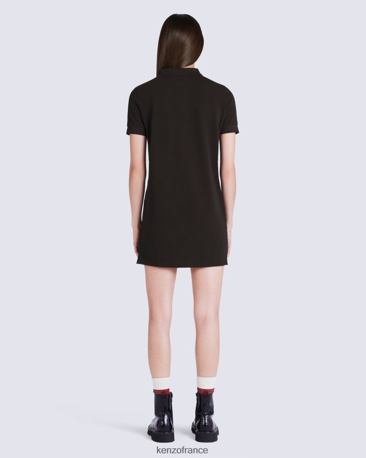 vêtements Kenzo robe polo à écusson à fleurs Boke noir femmes LFF6X0625